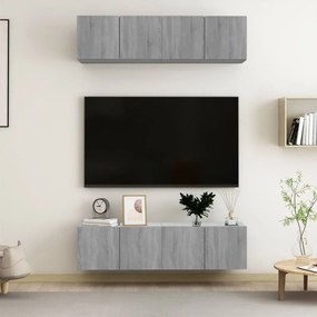 vidaXL Tv-meubelen 4 st 60x30x30 cm bewerkt hout grijs sonoma eiken