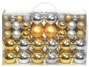 vidaXL Kerstballen 100 st zilverkleurig/goudkleurig