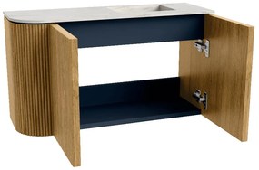 Mondiaz Joya DLux 70cm toiletmeubel ronding links oak met wastafel faye rechts 1 kraangat opalo