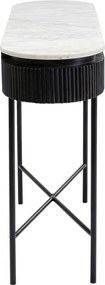 Kare Design Glenn Ovale Sidetable Zwart Met Wit Marmer - 100 X 32cm.