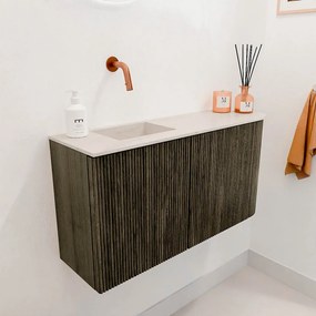 Mondiaz Joya DLux 80cm toiletmeubel ronding rechts shadow met wastafel faye links zonder kraangat meli