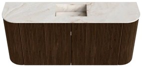 Mondiaz Joya DLux 95cm toiletmeubel ronding links/rechts walnut met wastafel faye midden zonder kraangat frappe