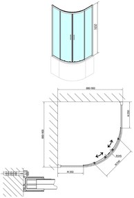 Polysan Selma douchecabine met schuifdeur 90x90x165cm chroom