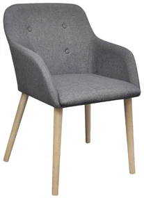 vidaXL Eetkamerstoelen 6 st stof en massief eikenhout lichtgrijs