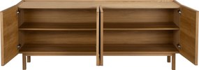 Eiken Dressoir Met Stoffen Deuren 180 Cm - 180x40x60cm.