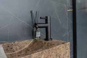 Saniclear Dark Emperador fonteinset met rechte kraan in mat zwart