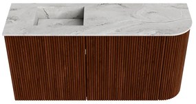 Mondiaz Joya DLux 80cm toiletmeubel ronding rechts ruby met wastafel faye links zonder kraangat glace