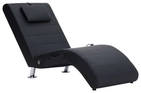 vidaXL Massage chaise longue met kussen kunstleer zwart