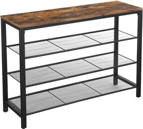 Nancy's Milan Schoenenkast - 4 lagen - Schoenenrek - Schoenenbank - Rustiek Bruin - Industrieel - 100 x 30 x 72 cm