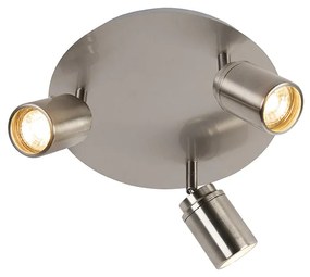 Moderne badkamer Spot / Opbouwspot / Plafondspot staal 3-lichts IP44 - Ducha Modern GU10 IP44 rond Lamp
