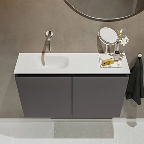 Mondiaz Ture 80cm toiletmeubel dark grey met wastafel talc links geen kraangat