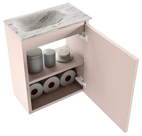 Mondiaz Ture DLux toiletmeubel 40cm rosee met wastafel glace links met kraangat