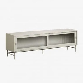 Tv-meubel 180x40 Cm In Staal En Glas Paoline Groen – Khaki - Sklum