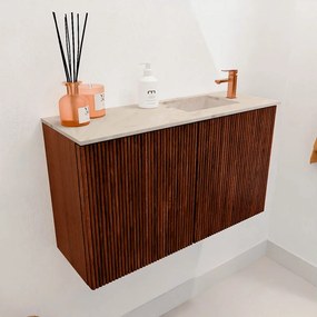 Mondiaz Joya DLux 70cm toiletmeubel ruby met wastafel faye rechts 1 kraangat frappe