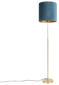 Vloerlamp goud/messing met velours kap blauw 40/40 cm - Parte