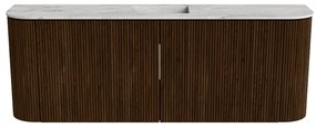 Mondiaz Joya DLux 115cm toiletmeubel ronding links/rechts walnut met wastafel faye midden zonder kraangat glace