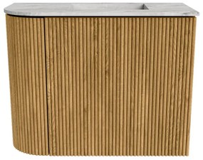 Mondiaz Joya DLux 50cm toiletmeubel ronding links oak met wastafel faye rechts zonder kraangat glace
