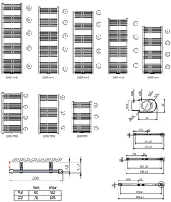 Sanigoods Base handdoek radiator 120x60 616 watt MO aansluiting mat wit