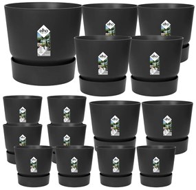 15x Pot elho Greenville zwart (8x D14x13, 2x D24xH23, 4x D30xH28, 1x D47xH44)