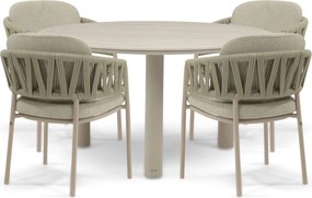 Tuinset Ronde Tuintafel 4 personen Rope Zand/Beige 4 Seasons Outdoor Calma/Trino