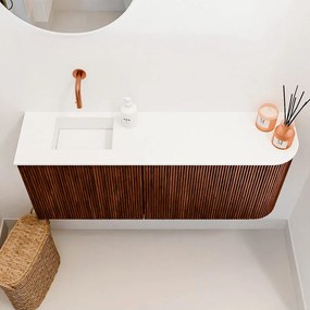 Mondiaz Joya 100cm toiletmeubel ronding rechts ruby met wastafel faye links zonder kraangat talc