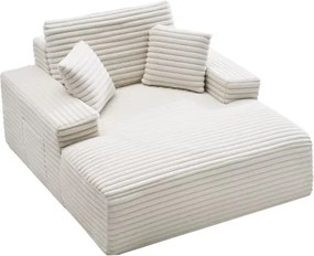 VEVOR Chaise Lounge Relaxbed 138cm, Gestoffeerde slaapbank met decoratieve kussens en armleuningen, Slaapbank met diepe zitting voor woonkamer/slaapkamer, Loungestoel gemaakt van zeer resistente spons, beige