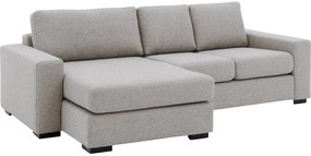 Goossens  grijs, stof, 2-zits, stijlvol landelijk met chaise longue links
