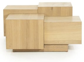 Eleonora Quinten Blokken Salontafel Eiken Naturel 80x80 Cm - 80 X 80cm.