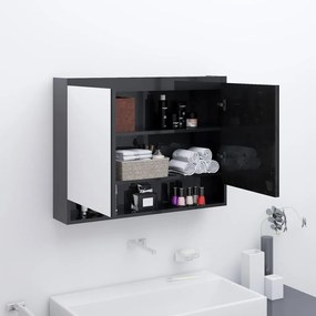 vidaXL Badkamerkast met spiegel 80x15x60 cm MDF glanzend zwart