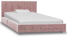 vidaXL Bed met traagschuim matras fluweel roze 90x200 cm