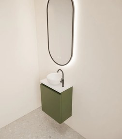 Gliss Design Echo toiletmeubel 40cm olijfgroen met toppaneel wit mat