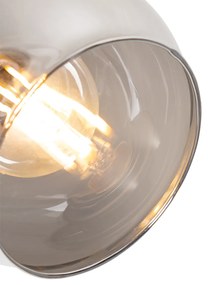 Plafondlamp zwart 44,5 cm met smoke glas en hout 3-lichts - Vidro Modern E14 rond Binnenverlichting Lamp