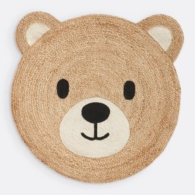 Vloerkleed met berenkop, in jute, voor kinderen, Osora