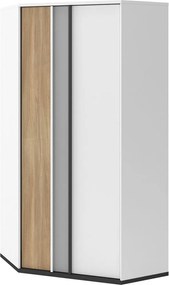 Hoekkledingkast Marvesi 117, Grafiet, Lichtgrijs, Wit, Eiken, 198x95x95cm, 105 kg, Kledingkast deuren: Met scharnieren, Aantal planken: 8, Aantal planken: 8