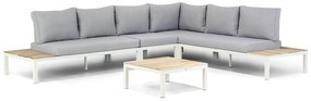Hoek loungeset  Aluminium/teak Wit 6 personen Lifestyle Garden Furniture Vero Beach