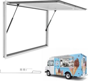 VEVOR Verkoopraam 1220 x 915 x 80 mm Verkoopraam voor foodtrucks en verkoopstands, opent tot 85°, frame van aluminiumlegering, met verkoopklep en regenhoes