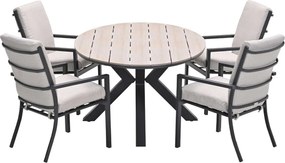 Garden Impressions Senja tuinset 5-delig desert sand - Tulli tuintafel 180x115 cm - light teak vironwood
