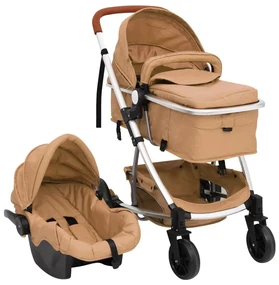 vidaXL Kinderwagen 3-in-1 aluminium taupe