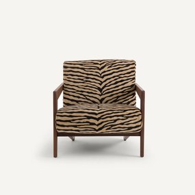 Fauteuil in massief notenhout met dierenprint, Izag