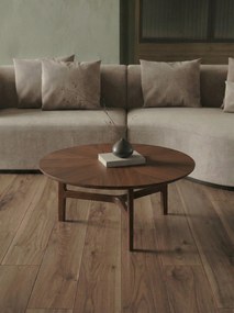 Mazzoni BELLUNO Naturel Noten (Donkerbruin) - HOUTEN SALONTAFEL Ø65 cm ROND MODERN CLASSIC