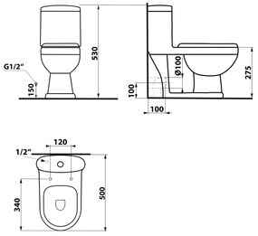 Aqualine Petit staand kinder toilet met toiletzitting wit