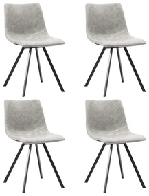 vidaXL Eetkamerstoelen 4 st kunstleer lichtgrijs