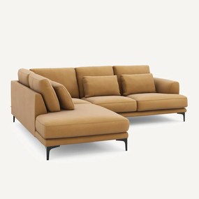 Linkse hoekbank met leuning in linnenfluweel Marsile