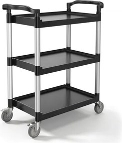 VEVOR Utility Cart, 136 kg, 3-laags kunststof utility cart met 360° zwenkwielen (2 met remmen), 880 x 410 x 990 mm Grote serveerwagen voor magazijn, kantoor, thuis, restaurant, keuken