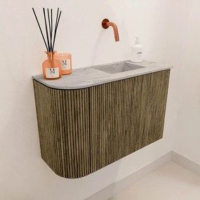 Mondiaz Joya DLux 60cm toiletmeubel ronding links dusk met wastafel faye rechts zonder kraangat glace