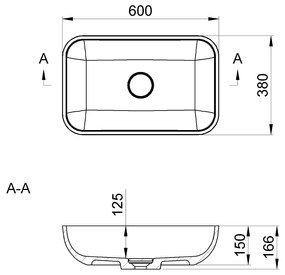 Sapho Menar wastafel met afvoer afdekking 60x16cm