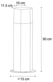 Staande buitenlamp zwart met smoke kap zeshoek 30 cm - Denmark Modern E27 IP44 Buitenverlichting