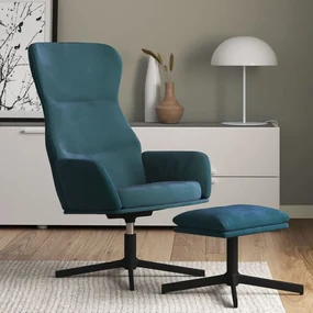 vidaXL Relaxstoel met voetenbank fluweel blauw