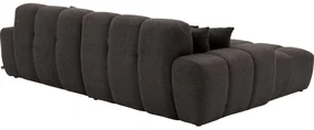 Goossens Excellent Bank Kubus - 40 X 40 Cm Stiksel donkerbruin, stof, 1,5-zits, modern design met chaise longue links
