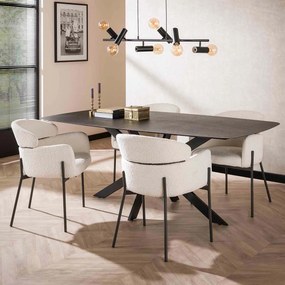 Design Eetkamerstoel Wit Boucle